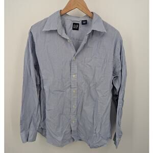 100 Cotton Blue White Striped Button Down Preppy 80s Office Heritage Coastal